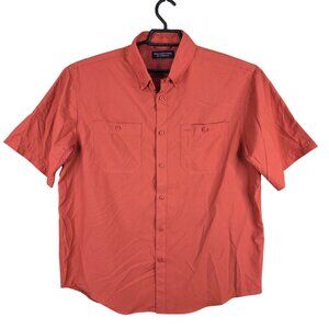Mens Roundtree & Yorke Red Fishing Shirt Outdoor Polyester Short Sleeve Vented L